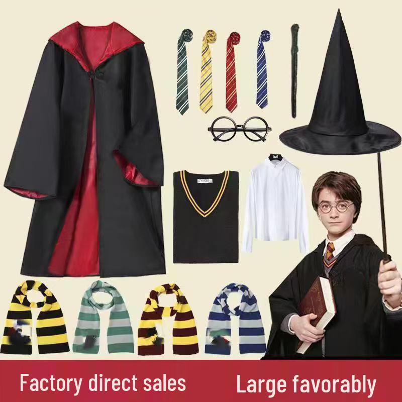 Harry Potter Cosplay Magic Robe Set for Kids - Includes Cloak and Accessories for Halloween and Anime Costume Fun