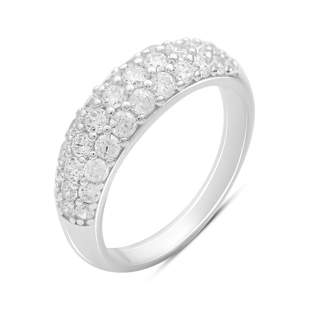 Серебряное кольцо с фианитами, вес изделия 4,2 гр (2207474)