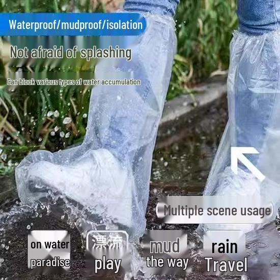 Waterproof Non-Slip Transparent Rain Shoe Covers - Thick, Wear-Resistant, High-Top, Long Tube Overshoes