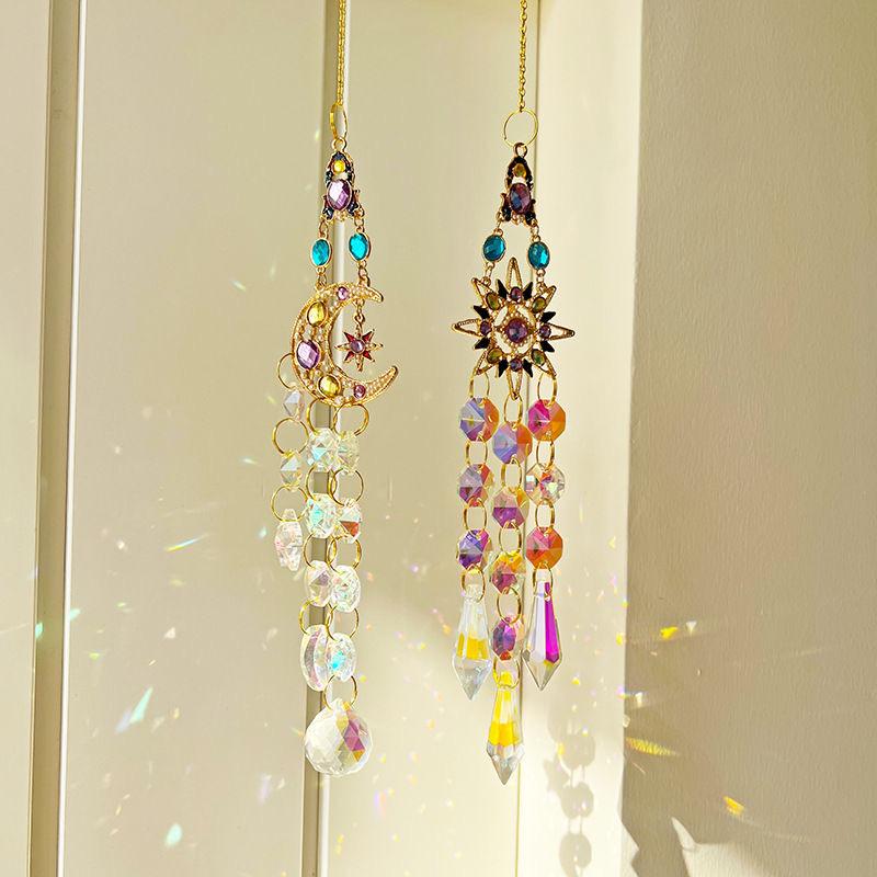 Závěsný křišťálový přívěsek zahradní suncatcher zvonkohra duhový hranol křišťálový řetízek na okenní zvonek vánoční stromeček domácí dekorace