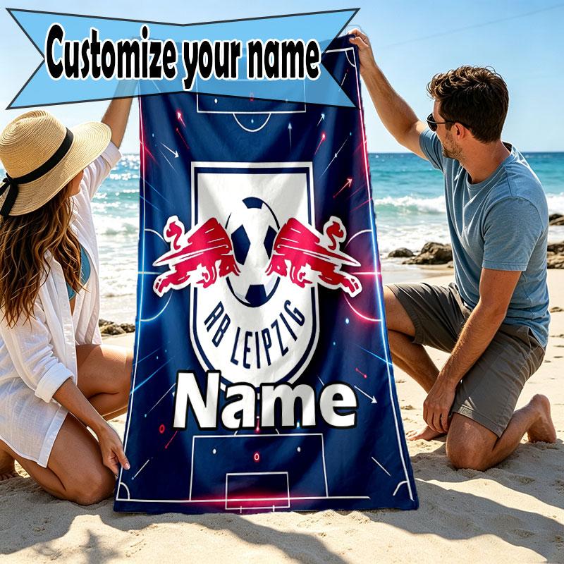 Personalisierter RB Leipzig Strandtuch mit individuellem Namen, für Reise, Camping, Strandparty, Heimdekoration, Geburtstagsgeschenk für Familie & Freunde