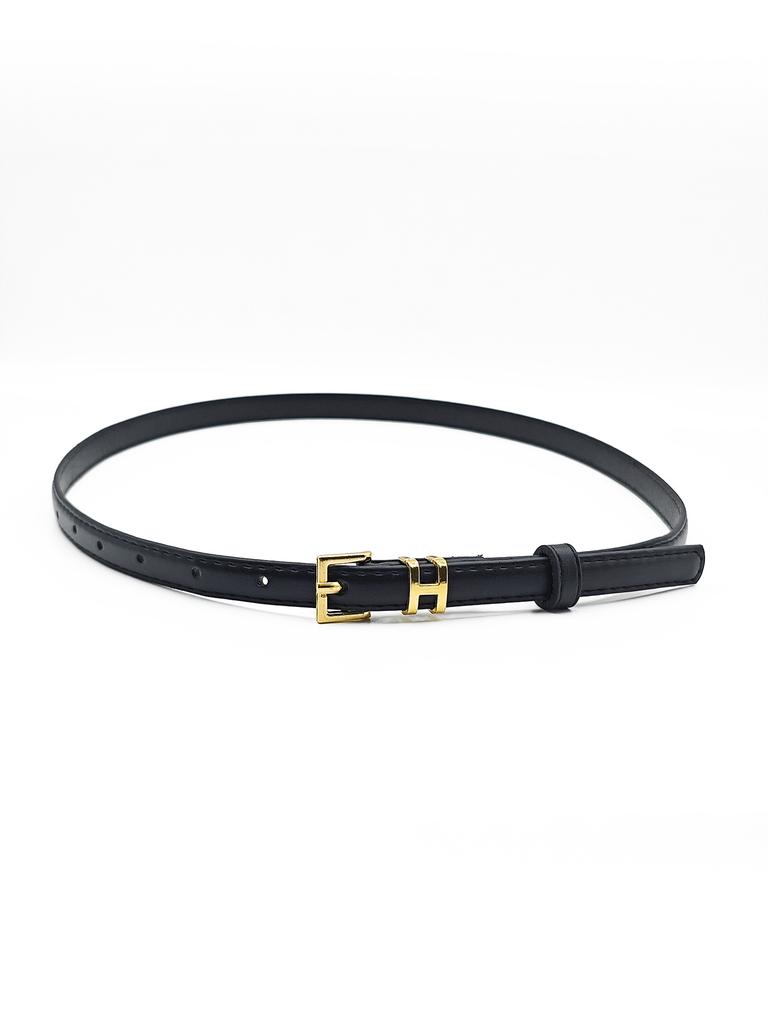 Women's H-buckle letter small belt, leather versatile fashion ins style decorative thin belt, women's skirt jeans belt