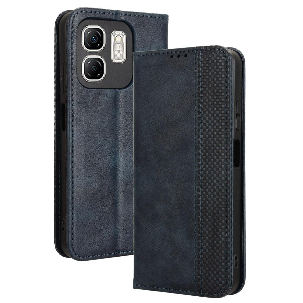 

For Infinix Hot 50i 4G X6531/Smart 9 4G X6532 Leather Case Wallet Stand Retro Texture Phone Cover Blue