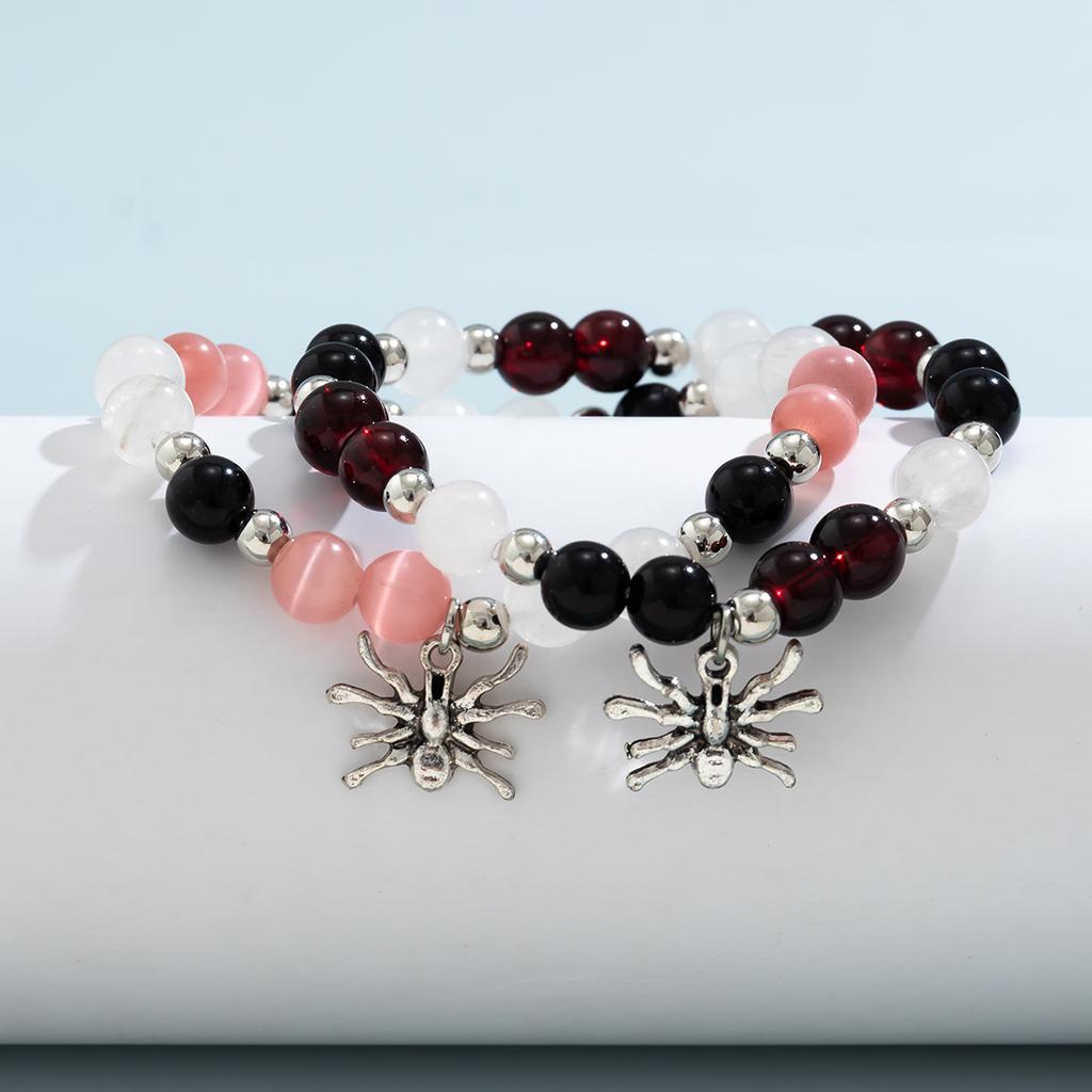 Accessories, ethnic style Halloween spider pendant bracelet set, simple agate beaded jewelry for women