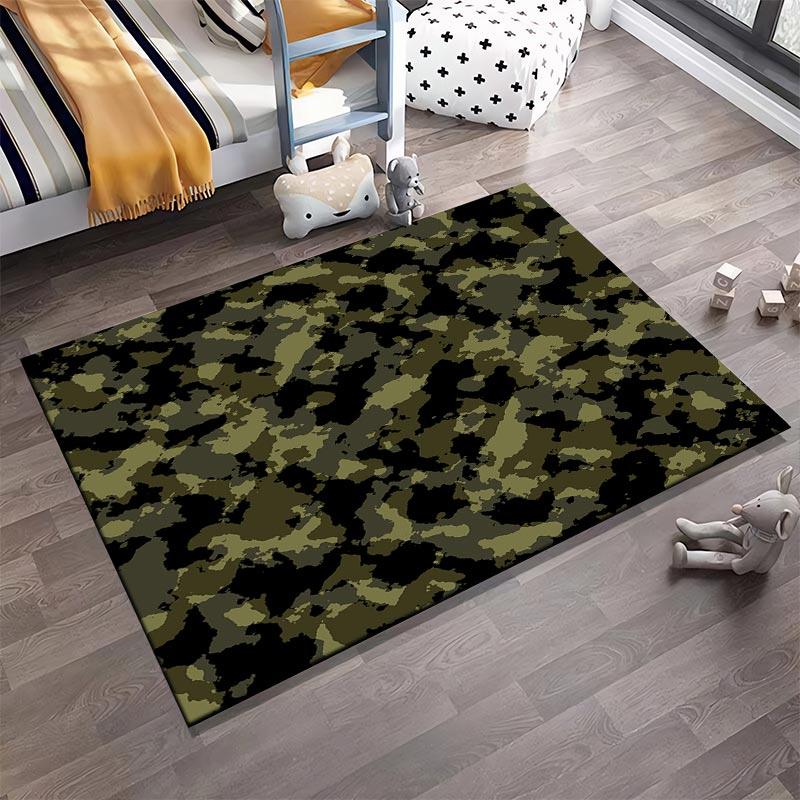 Armee Militär Camouflage Muster Teppich in Grün- und Schwarztönen 1 Teppich für Dekoration Geeignet für die Verwendung als rutschhemmend 1 für 1 Zimmer und Schlafzimmer Sofas