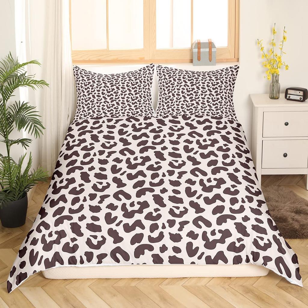 Brown Leopard Cheetah Printed Duvet Cover for Kids Teen Boys Girls Man Women Bedroom Decor Africa Wild Animal Theme Bedding Set