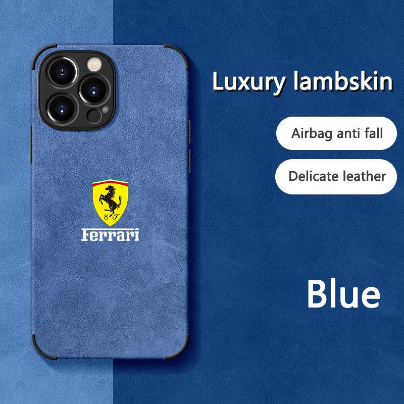 Custodia per Telefono Tutta Inclusa in Scamosciato per Auto Ferrari per iPhone 16 15 13 14 Pro Max Mini 8 XR XS 16 Plus 15Pro Max Cover Guscio Adesivo