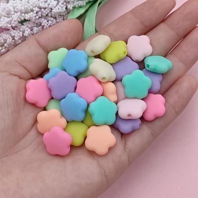 Home Party Supplies Rubber Fashion Necklace Flowers Beads Jewelry Making Loose Beads 10 Colors 30PCS DIY 15*7mm Bracelets