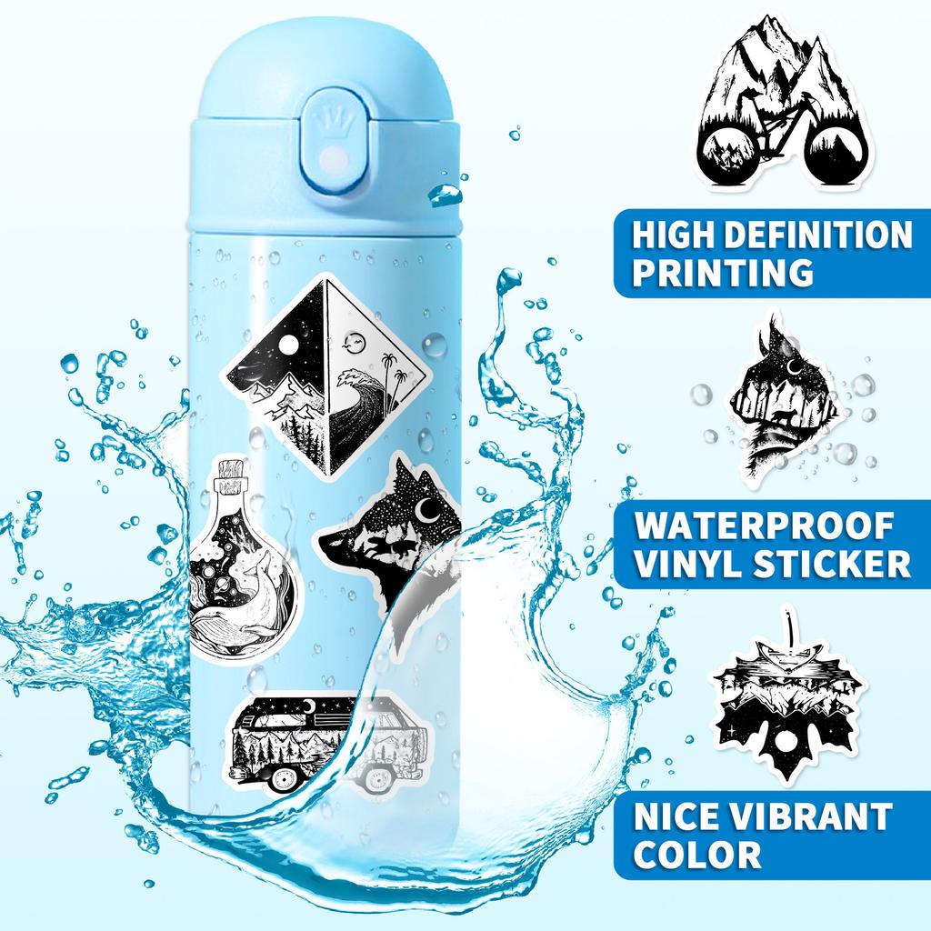 50 Stück Kreative Schwarz-Weiß Gothic Aufkleber Punk Stil Wasserdicht Koffer Graffiti Aufkleber Motorrad Kopfaufkleber