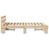 Brown Bed Frame with Headboard 120 X 190 Cm Solid Pine Wood