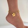 Summer Anklet with Extension Chain, Double Layer Thick Thin Chain Beach Anklet, Lightweight Alloy Anklet with Floral Charm for Daily Vacation Wear