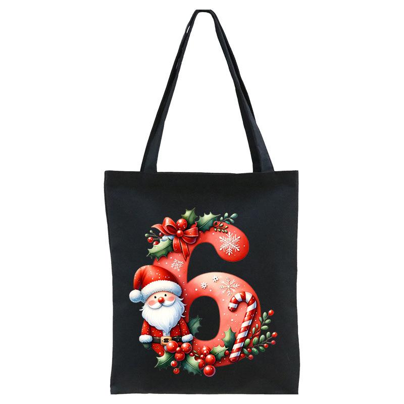 English letters A-Z Christmas number print student casual canvas tote bag