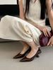 Chengdu style retro single shoes women's versatile thin heels high heels wear versatile professional style solid color light board women's shoes paten