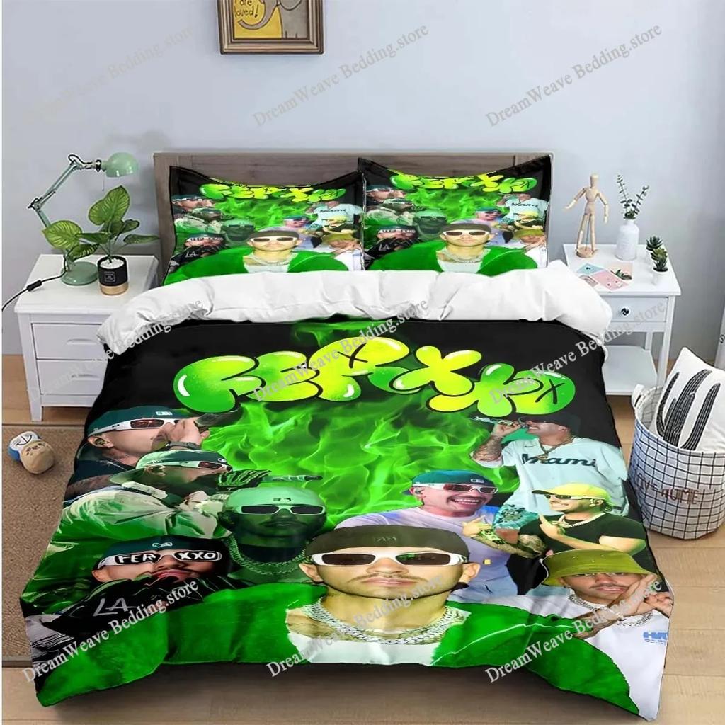 Fashion Pop Singer Ferxxo Feid Print Bedding Sets Bed Supplies Set Duvet Cover Bed Comforter Set Bedding Set Luxury BirthdayGift