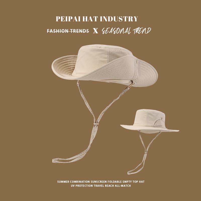 

Mountaineering hat female wide brim showing face small anti-ultraviolet sun hat simple fishing bucket hat male M（56-58cm）