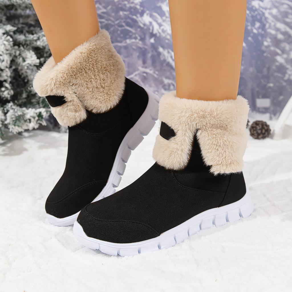 Women's Casual Furry Winter Thick Sole Plus Velvet Thick Warm Cotton Boots Cute Winter Boots Women