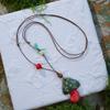 Hand-painted Mushroom Pendant Necklaces Small Flower Sweater Chain Necklaces  Gift