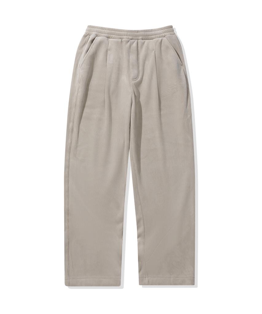 ALEXNAIDEN One-Pleat Wide Fleece Corduroy Pants (Dark Beige)