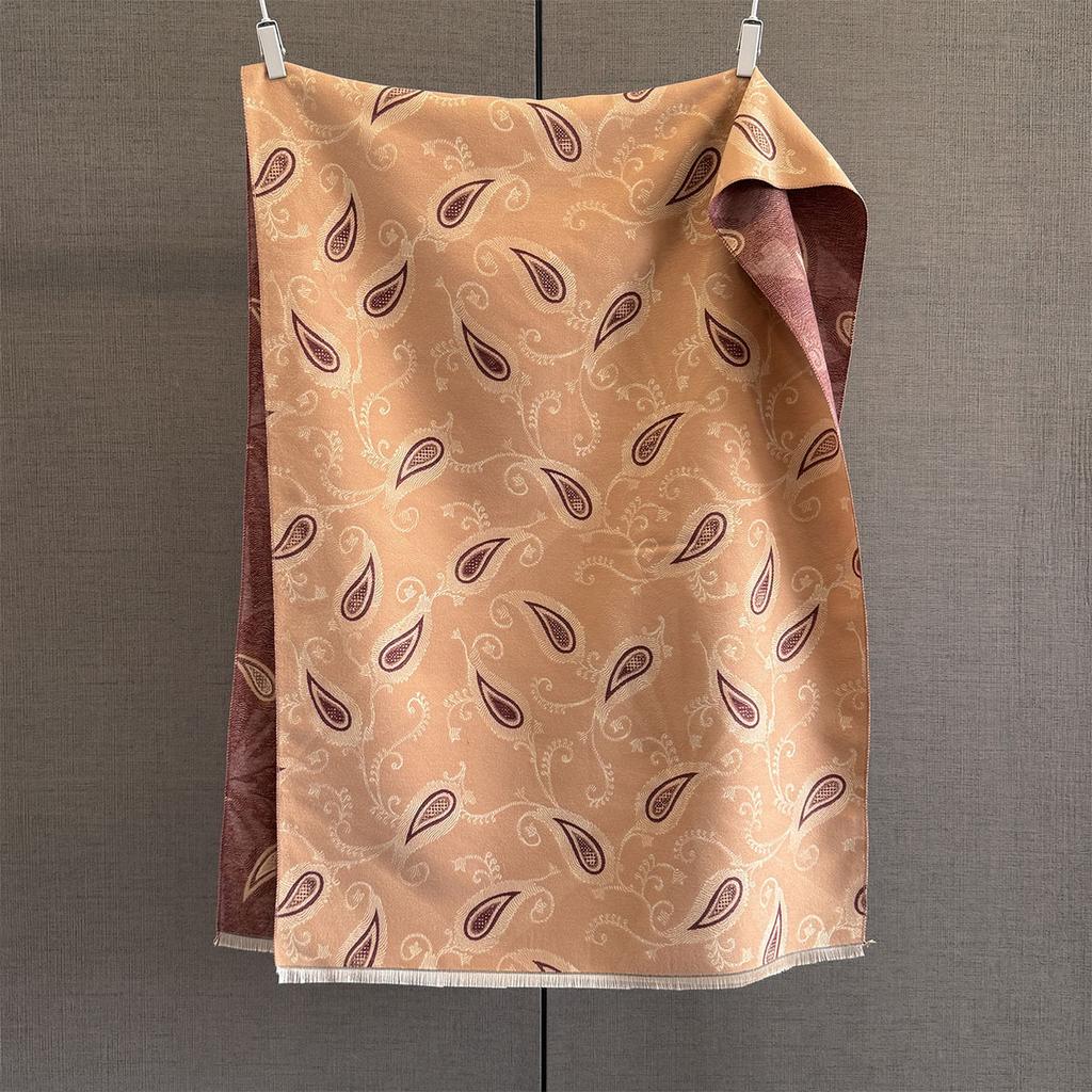 Autumn and winter versatile long fringed scarf women's imitation cashmere cashew flower shawl scarf