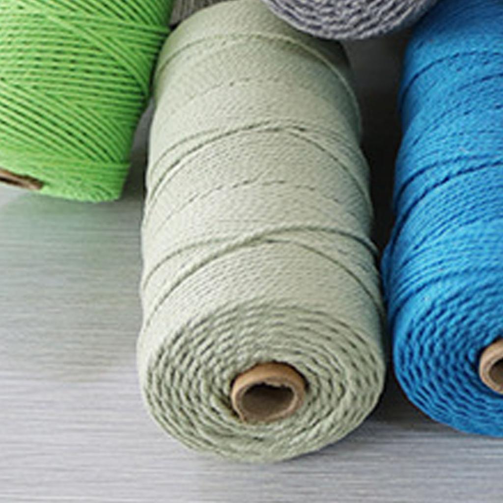 Baumwoll-Makramee-Schnüre Hellgrün 219 Yards lang 0,1 Zoll Durchmesser Weiche Strapazierfähige Baumwoll-Makramee-Kordel für DIY-Dekoration