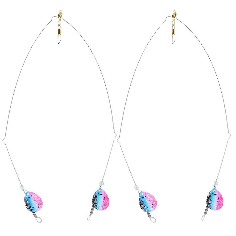 

2PCS Stainless Steel Wire Balance Bracket S Fishing String Rig with Sequins(Blue Pink)