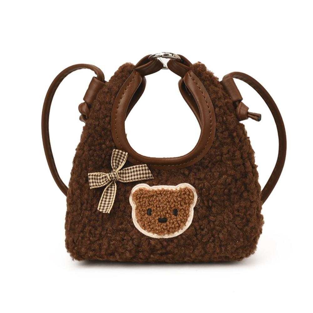 Cute Plush Crossbody Bag Cartoon Mini Shoulder Bag Creative Bear Bow Handbag  Kids