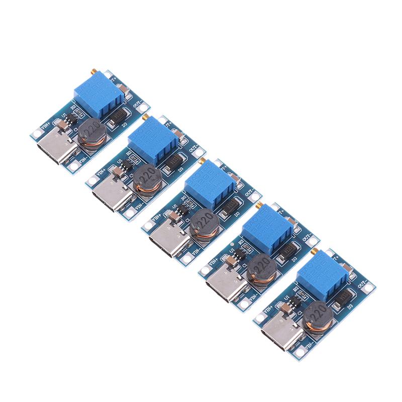 5Pcs Boost Module Mt3608 Type C Step Up Converter Dc-Dc 2A Boost Regulator Voltage Converter Board Type C Power Supply Module