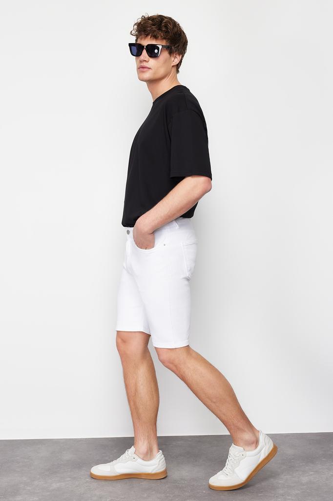 Men's Fashion New Shorts & Bermuda White Regular Fit Flexible Fabric Denim Jeans Shorts