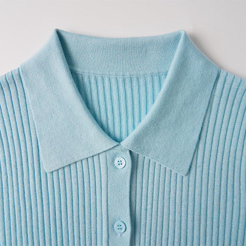 Northern Deer Women's Summer Polo Collar Knit, Short Sleeve, 70% Acetate, 20% Silk, 10% Cashmere