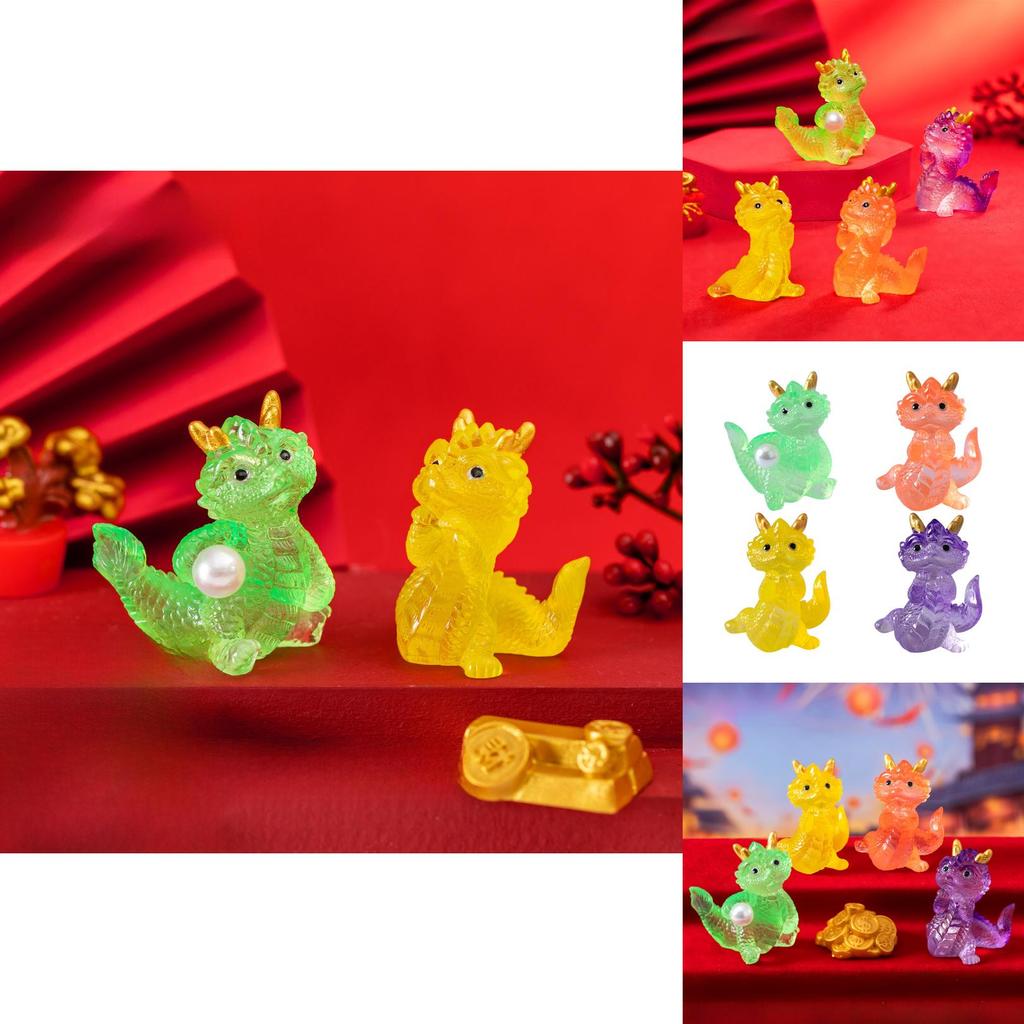 Cute Semi-transparent Lucky Dragon Resin Figurine Desk Ornament Blind Box Accessory