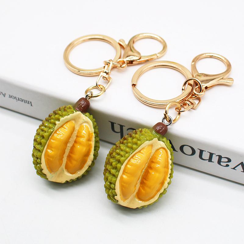 Creative Durian Keychain Funny Simulation Fruit Small Pendant Car Key Ring Bag Pendant Backpack Hanging Decorations Gifts