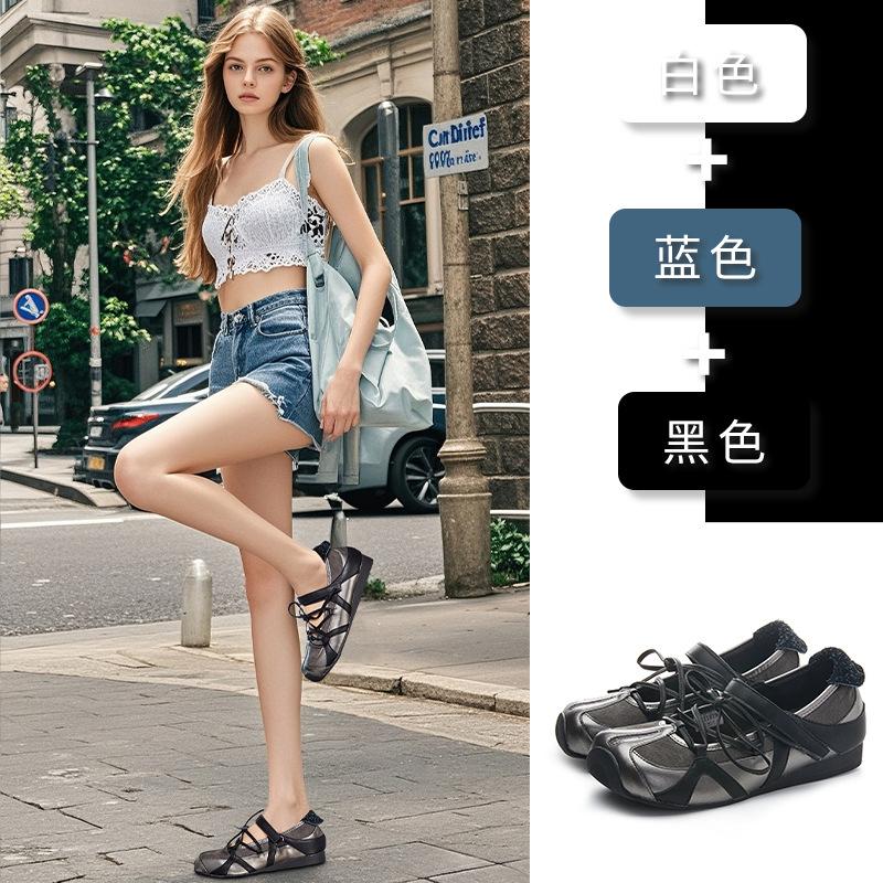 Inner Height Increase 2cm Wula Insole Leather Single Shoes 2025 New Bow Mary Jane Shoes Bag Head Sandals Women