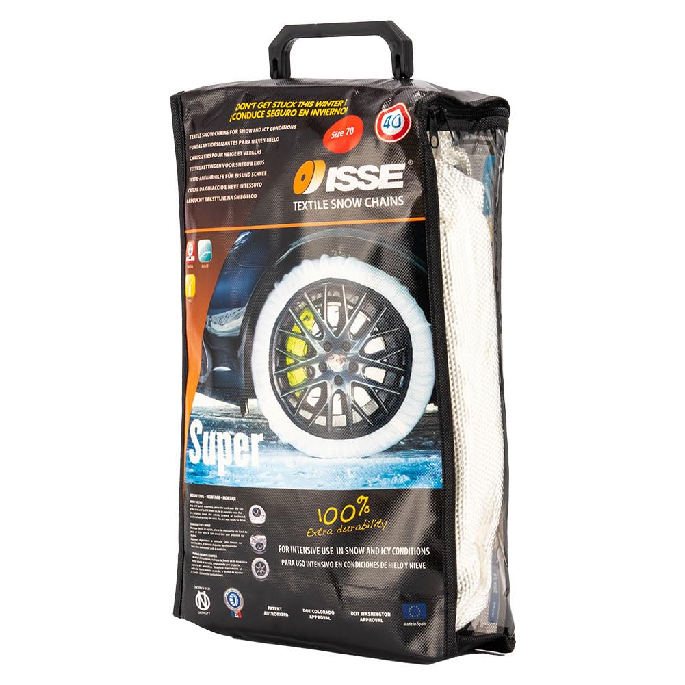 ISSE TEXTILE SNOW CHAINS Cloth Tire Chains Snow Socks SUPER Available In 5 Super Model Easy To Tire Protection for Winter and Sizes 58/62/66/70/74
