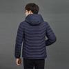 Leichte Daunen-Baumwolljacke für Herren, kurzer Stehkragen, warme Baumwolljacke mit Kapuze für große Jugend-Männer, lässiger Herbst- und Wintermantel