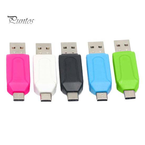 קורא כרטיסים USB 2 ב-1 רב-תכליתי העברה במהירות גבוהה ללא דרייבר מערכות מרובות כותב כרטיסים מרובים מתאם אוניברסלי מיני Type-C לכרטיסי TF ו-SD