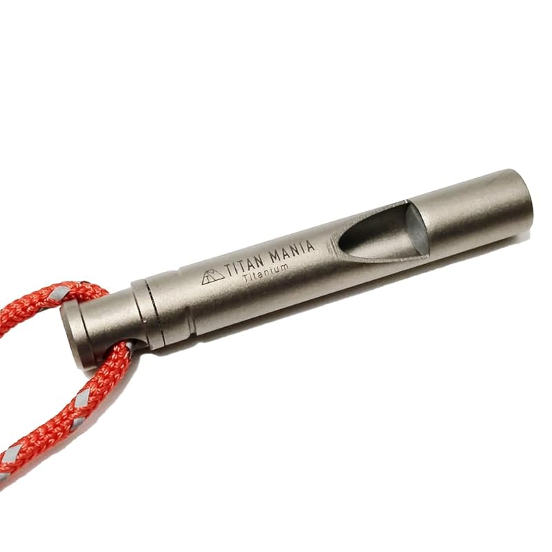 TITAN MANIA Titanium Whistle, Lightweight and Durable, for Outdoor Activities, Disaster Preparedness, Mountaineering, Evacuation, Security, Solo