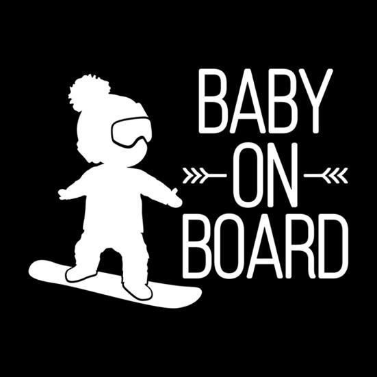 16x12cm BABY ON BOARD Snowboard Waterproof Car Styling Window Sticker Decal