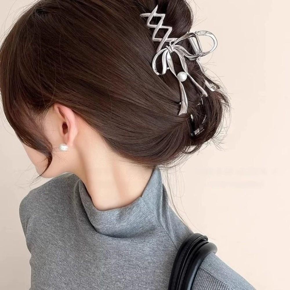 Zinc Zinc Alloy Bowknot Hair Clip Vintage Balletcore Hairpin Exquisite Ribbon Bow Hair Claw Hair Accessories