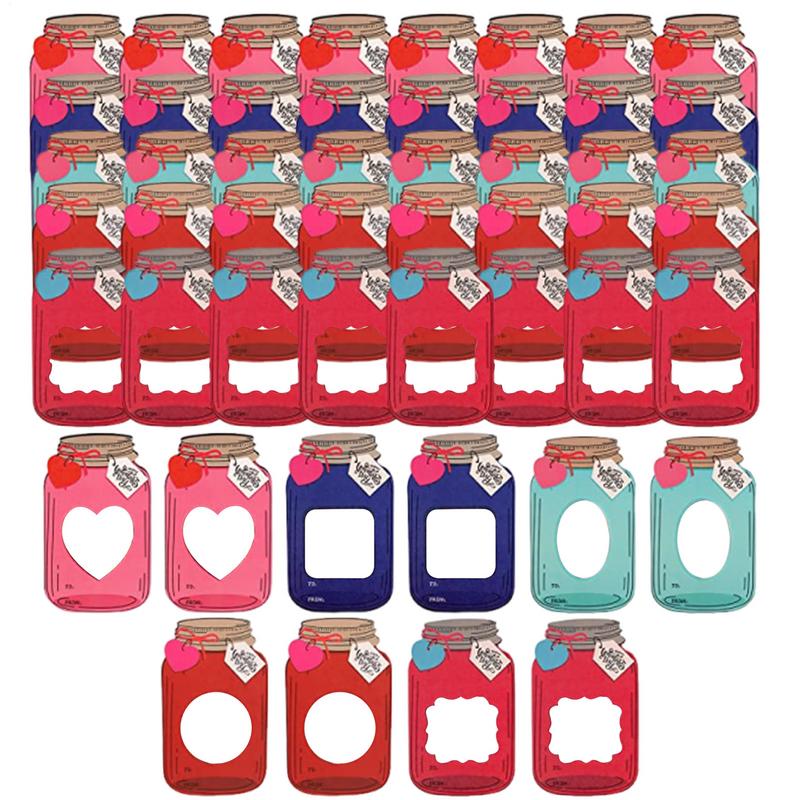 50Pcs Mason Jar Valentines Day Cards Macarons Kraft Paper Happy Valentines Cards Sturdy Retro Blank Greeting Cards for New Years