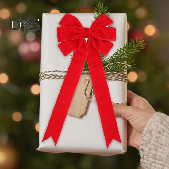 5 st Jul Sammet Råset Julgran Toppdekoration Krans Sammet Band Råset för Presentförpackning DIY Hantverk