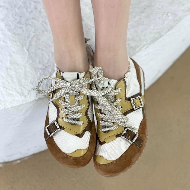 Color matching breathable net casual board shoes flat shoes 2025 spring and summer round head retro lightweight fashion Forrest Gump shoes sports shoe