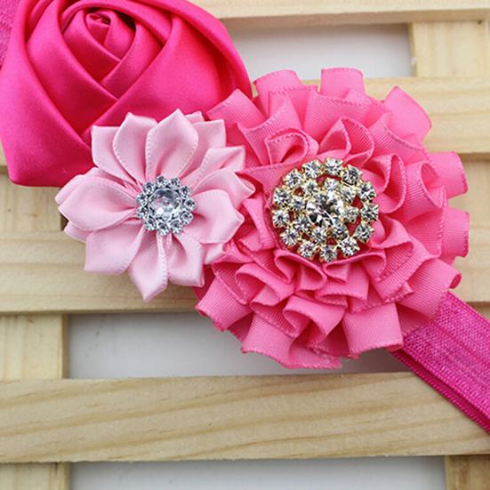 Cute Flower Pendant Rhinestone Rose Pendant Hairband for Birthday Party