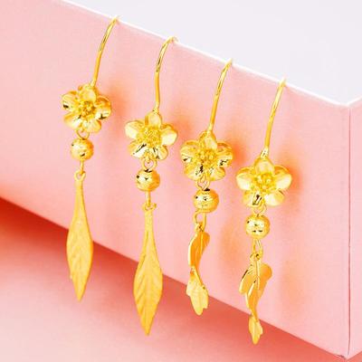 Orecchini da donna a forma di fiore con moneta d'oro europea - Lunga durata, Non sbiadiscono