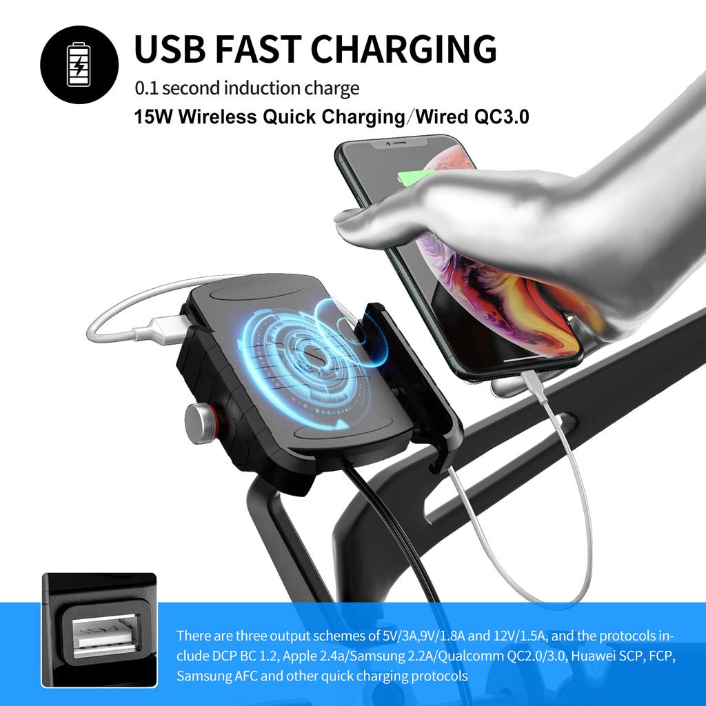 15W Phone Wireless Charge Bracket Extension Bracket Black B For Moto Scooter
