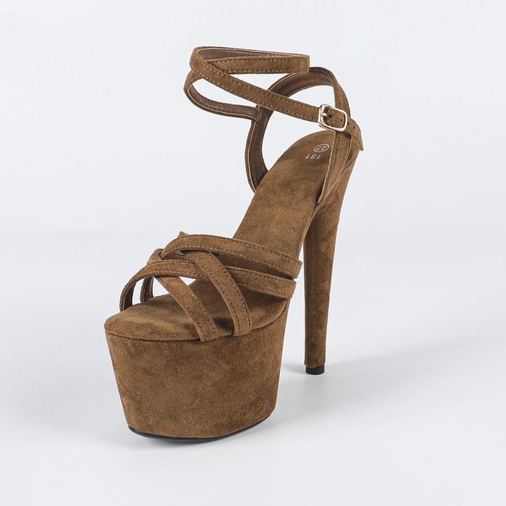 2025 Spring New  Fashion 17CM High-heeled Sandals One-word Buckle Nightclub Stiletto Women's Shoes LFD-181-Q35