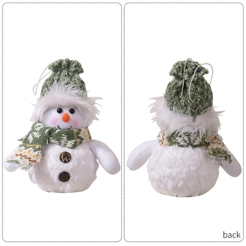 Pack of 2 Christmas Snowman Ornament with Knitted Hat and Scarve Decorative LED Lights Holiday Decoration Accessories