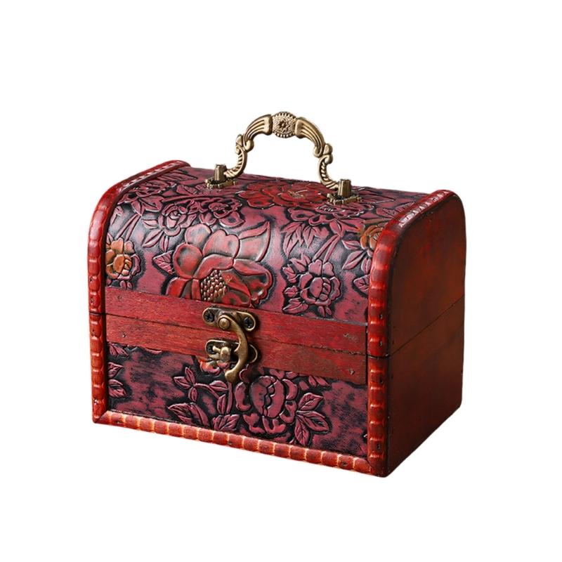

European Styles Wood Jewelry Box Including Metal Lock Clasp For Protecting Valuables And Enhancing Decoration