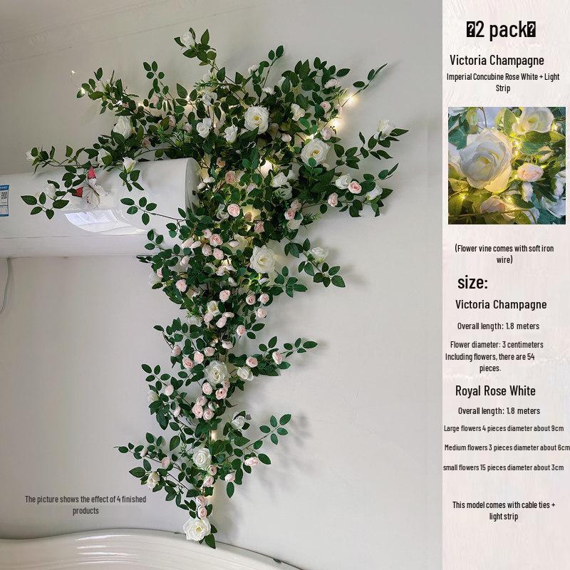 Rose Vine Artificial Flower Decor for Air Conditioner Pipes or Balcony Railings