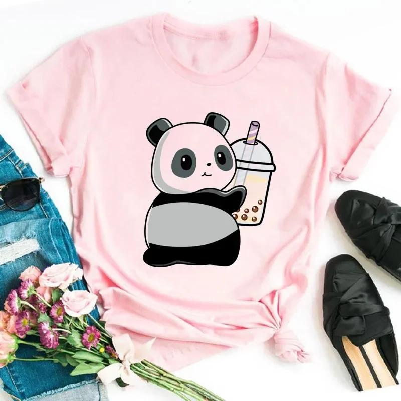 Kawaii Cartoon Milk Tea Printed T Shirt Women Fashion T Shirt Casual Tops 90s Girls Ladies Female Short Sleeve Cute Graphic Tee