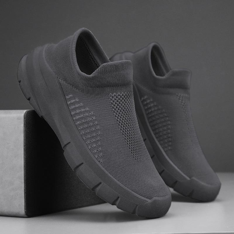 Spring and Summer New One-pedal Lazy Shoes Fly-woven Breathable Fashion Socks Sports Trendy Shoes Solid Color Versatile Men's Shoes